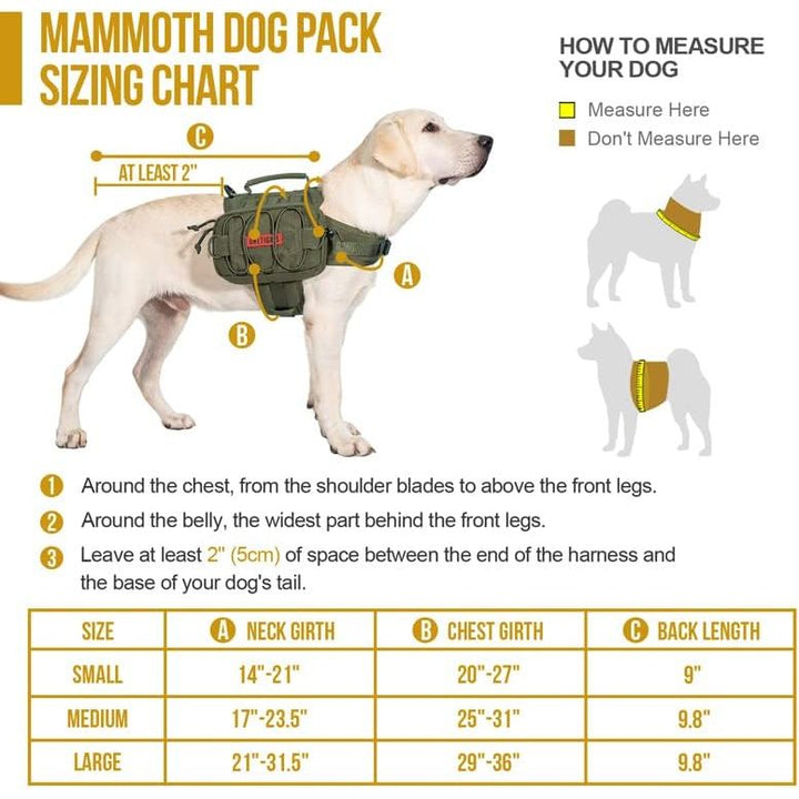 MAMMOTH Dog Backpack, Olive, Large - Just Closeouts Canada Inc.