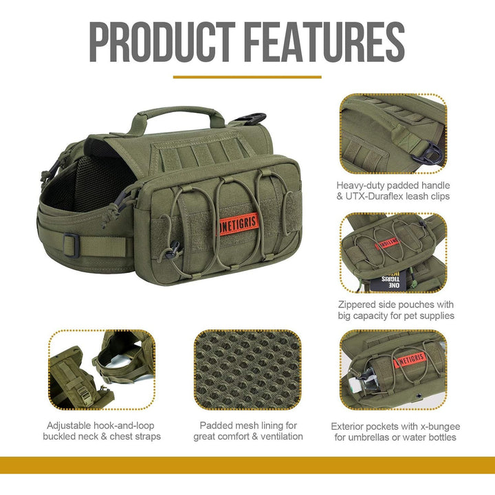 MAMMOTH Dog Backpack, Olive, Large - Just Closeouts Canada Inc.