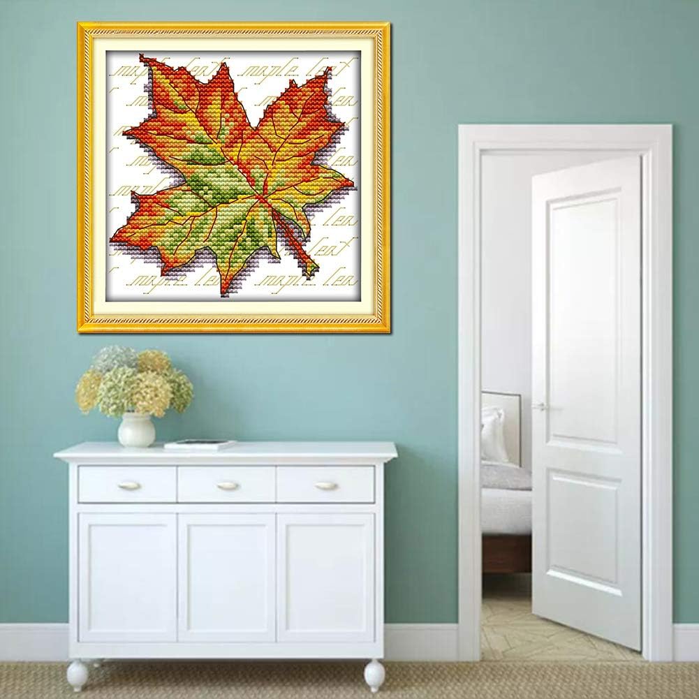 Maple Leaf Stamped Cross-Stitch Kit, 11-Count, 7.9 x 7.9 in - Just Closeouts Canada Inc.X003XOK4AR