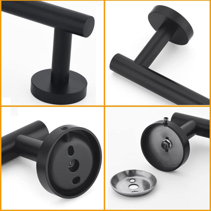 Matte Black Bath Hand Towel Bar Single Bars Towel Rack Rod Classic Wall Mounted Stainless Steel Bathroom Towel Bar Toilet Kitchen Towel Shelf Single Layer, 9inch - Just Closeouts Canada Inc.