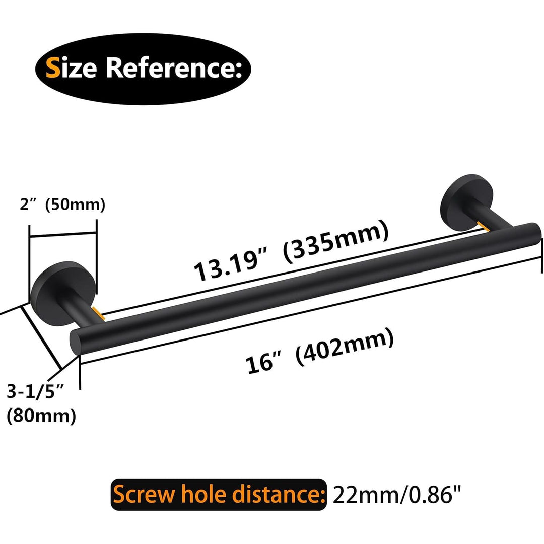 Matte Black Bath Towel Bar Single Bars Towel Rack Rod Classic Wall Mounted SUS304 Stainless Steel Bathroom Towel Holder Toilet Kitchen Towel Shelf Single Layer,16 inches - Just Closeouts Canada Inc.