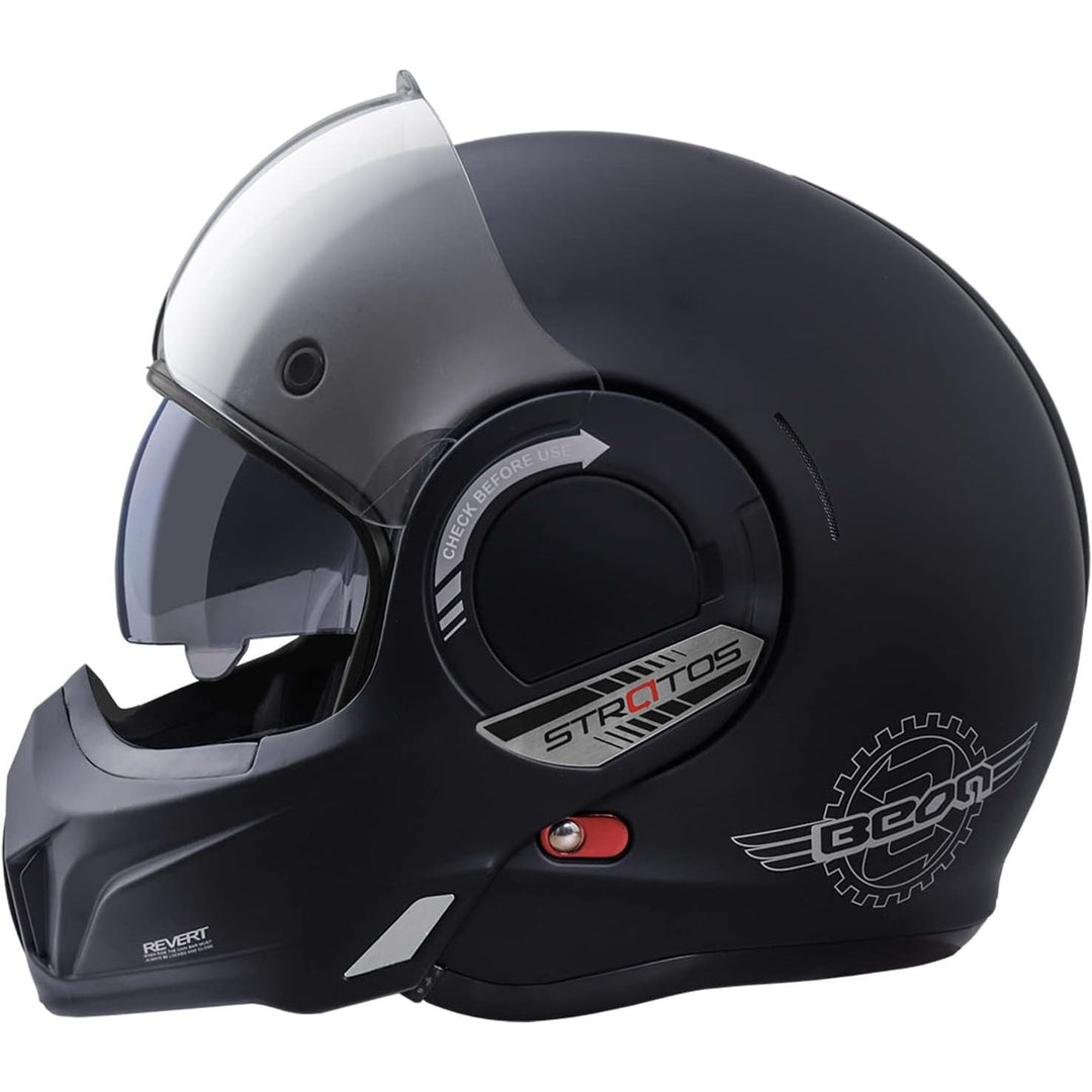 Matte Black Medium Modular Motorcycle Helmet with Flip-Up Chin Guard and Dual Visors - Just Closeouts Canada Inc.