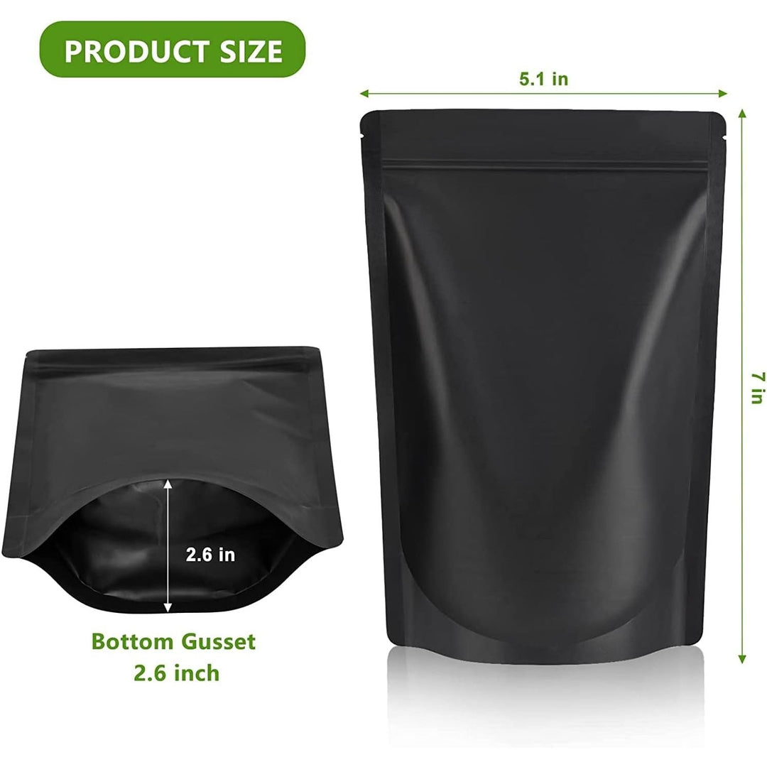 Matte Black Stand-Up Bags, 5.1 x 7 in, 50-Pack - Just Closeouts Canada Inc.