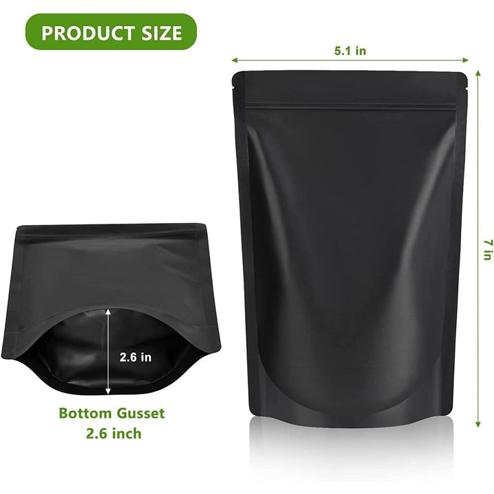 Matte Black Stand-Up Bags, 5.1 x 7 in, 50-Pack - Just Closeouts Canada Inc.