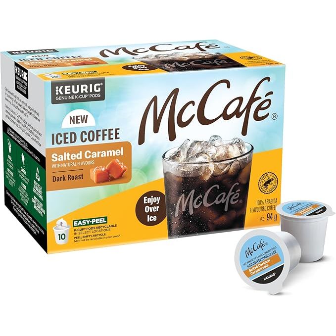 McCafe Dark Roast Salted Caramel Flavoured K - Cup Coffee Pods, Brew Over Ice, 10 Count - Just Closeouts Canada Inc.663447609511