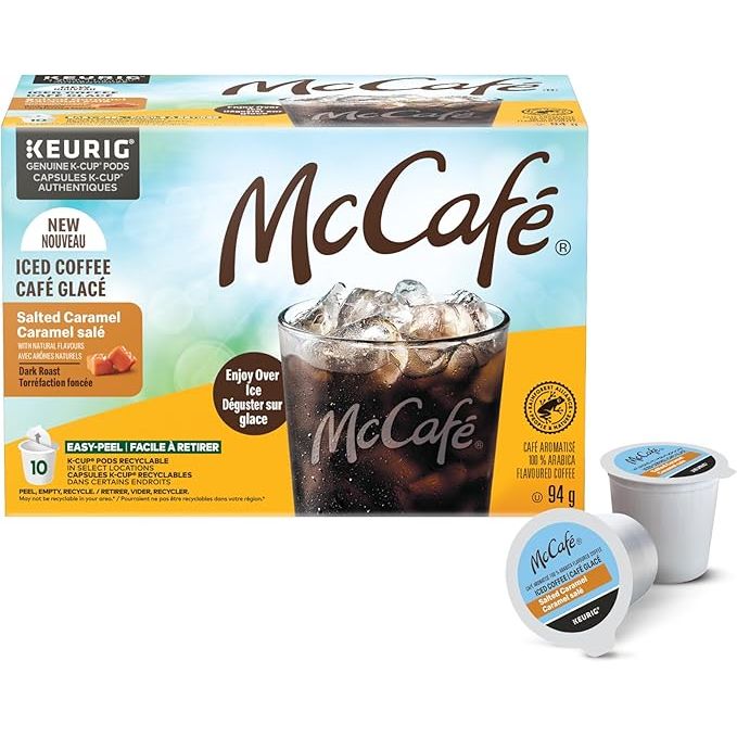 McCafe Dark Roast Salted Caramel Flavoured K - Cup Coffee Pods, Brew Over Ice, 10 Count - Just Closeouts Canada Inc.663447609511
