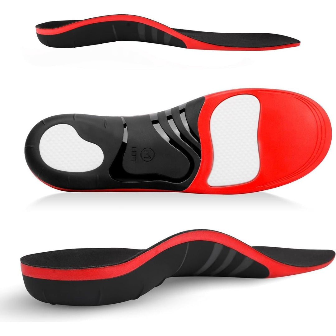 Medilax 220+ lbs High Arch Support Insoles for Men Women - Effective Plantar Fasciitis Relief - Orthotic Insoles for Work, Casual, Boots, Shoes (Size S, Black) - Just Closeouts Canada Inc.