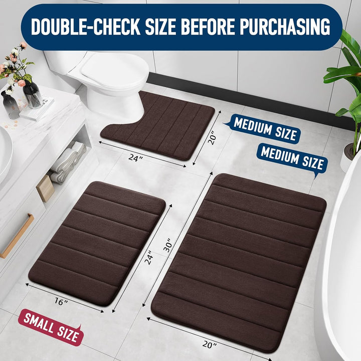 Memory Foam Bath Mat Bathroom Mat 20" x 30" Coffee - Just Closeouts Canada Inc.