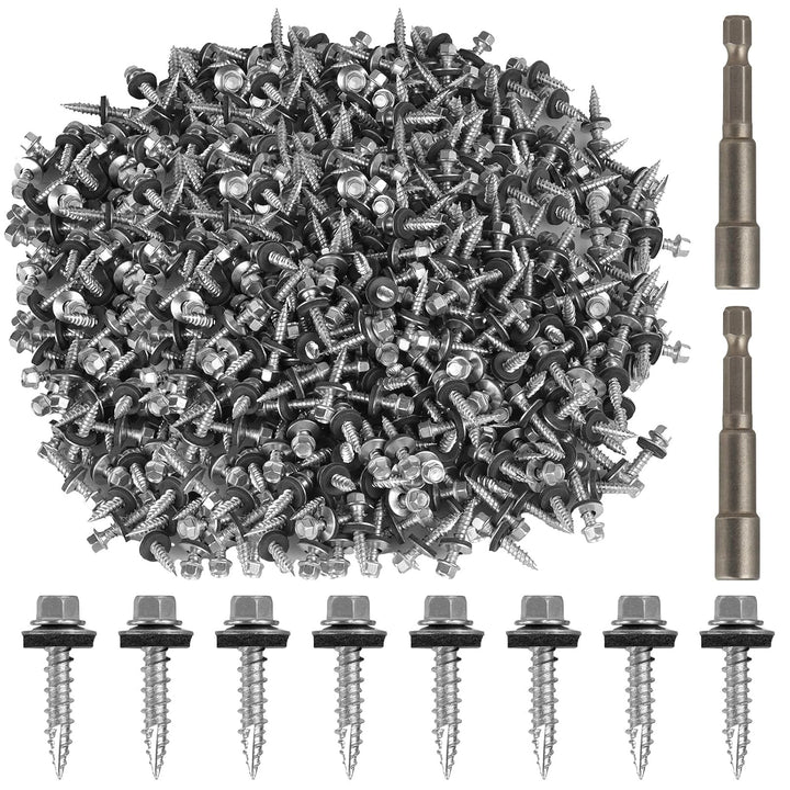 Metal Roofing Screws10 × 1 Inch, 1000Pcs Zinc Plated Hex Head Metal Roof Screws with Rubber Washers for Metals and Corrugated Roofing Panels (Hex Socket Included) - Just Closeouts Canada Inc.