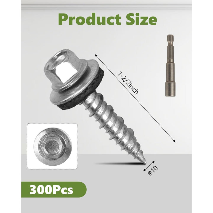 Metal Roofing Screws10 × 1 Inch, 1000Pcs Zinc Plated Hex Head Metal Roof Screws with Rubber Washers for Metals and Corrugated Roofing Panels (Hex Socket Included) - Just Closeouts Canada Inc.