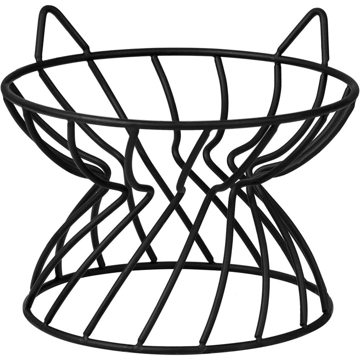Metal Stand for Cat Bowls - Raised Cat Bowl Holder with Anti Slip Sleeves - Lifted Black Iron Cat Bowl Stand Anti Vomiting - Stress Free Eating and Drinking - Backflow Prevention - 5.9 x 4.7 inches - Just Closeouts Canada Inc.