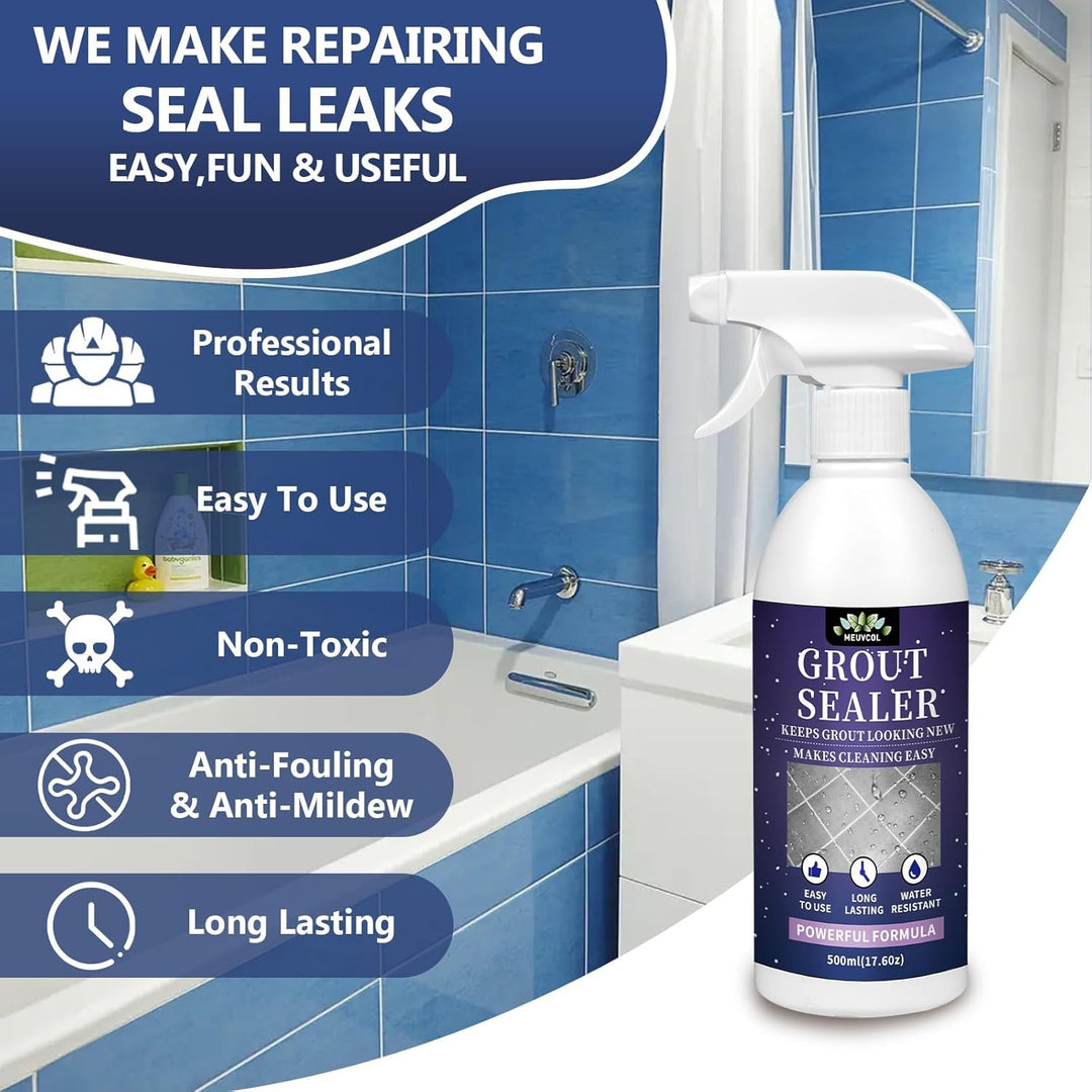 Meuvcol Grout Sealer,17.6 OZ Waterproof Grout Sealer for Shower, Floor, Kitchen - 100% Safe Tile Sealer Spray - Long Lasting Clear Grout Sealant for Stone, Bathroom, Marble - Indoor & Outdoor - Just Closeouts Canada Inc.