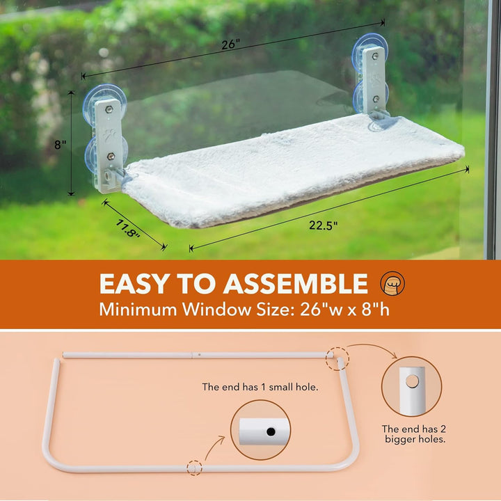 Mewoo Sturdy Cat Window Perch Cat Hammock Seat for Indoor Cats Reversible Mat Use Year - Around Cat Bed Providing All - Around Sunbath Saving Space Washable Holds Up to 40 lbs (Grey, Large) - Just Closeouts Canada Inc.