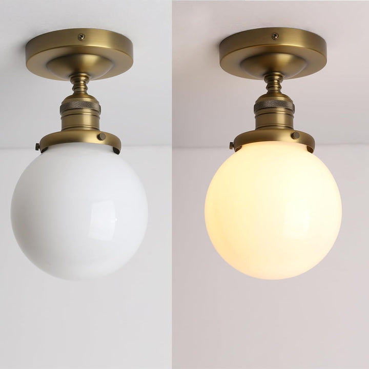 Milk-Glass Globe Ceiling Light – Brass Gold, E26 - Just Closeouts Canada Inc.