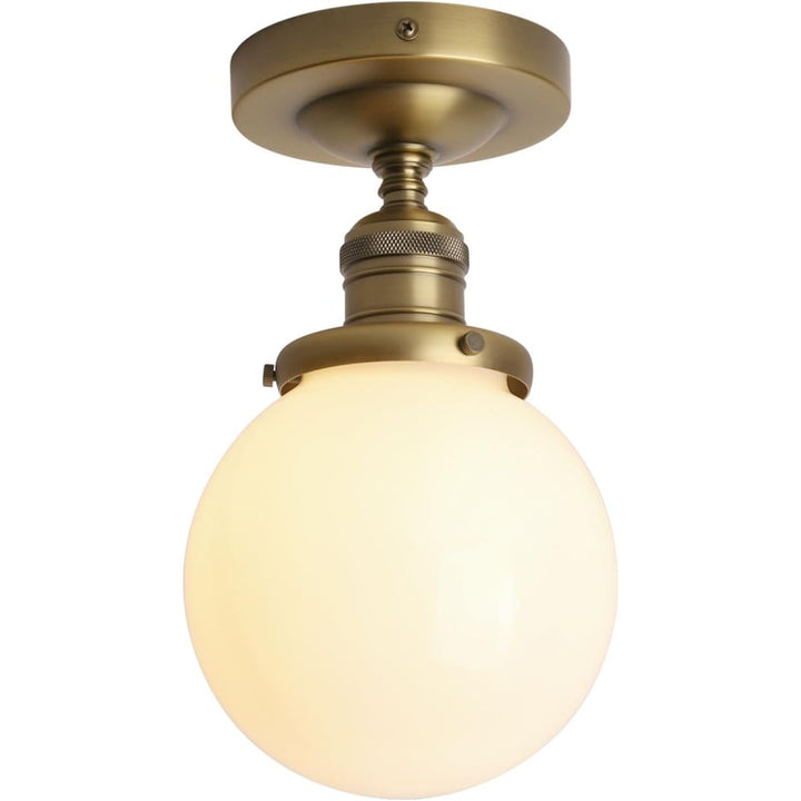 Milk-Glass Globe Ceiling Light – Brass Gold, E26 - Just Closeouts Canada Inc.