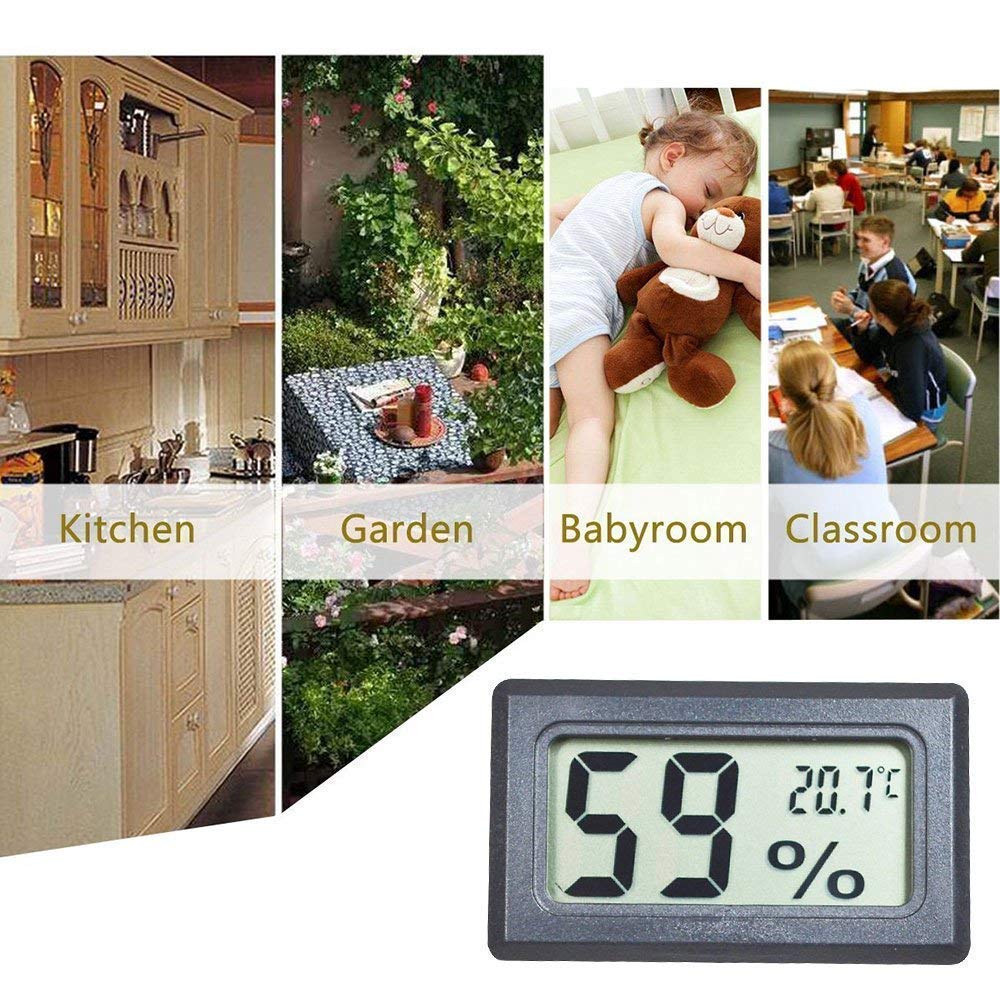 Mini Hygrometer, 5 - Pack Small Thermometer Hygrometer Digital LCD Monitor Indoor Outdoor Humidity Meter Gauge for Humidifiers Dehumidifiers Humidors Greenhouse Basement Babyroom, Measure in Celsius - Just Closeouts Canada Inc.X003X7M4XT