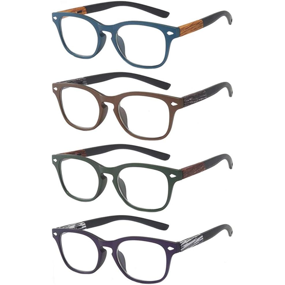 Mixed-Colour Wood-Grain Reading Glasses, 4-Pack, +4.0 - Just Closeouts Canada Inc.X002S33MUN