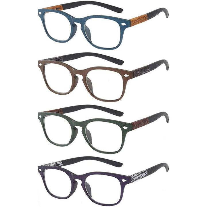 Mixed-Colour Wood-Grain Reading Glasses, 4-Pack, +4.0 - Just Closeouts Canada Inc.X002S33MUN