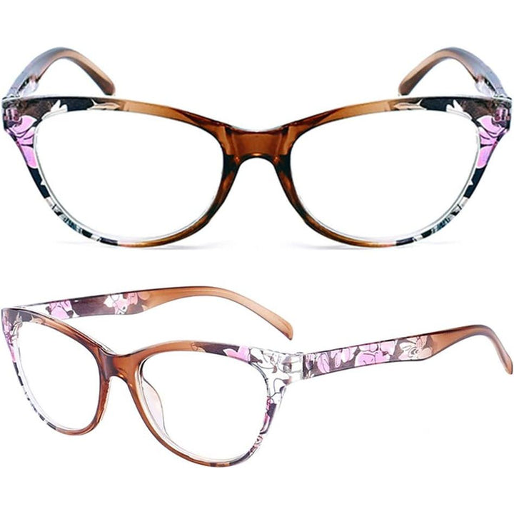 Tea-colour floral reading glasses