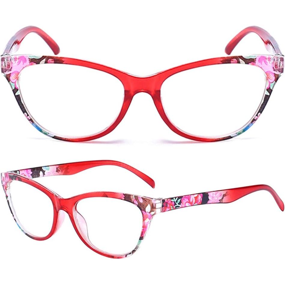 Red floral reading glasses