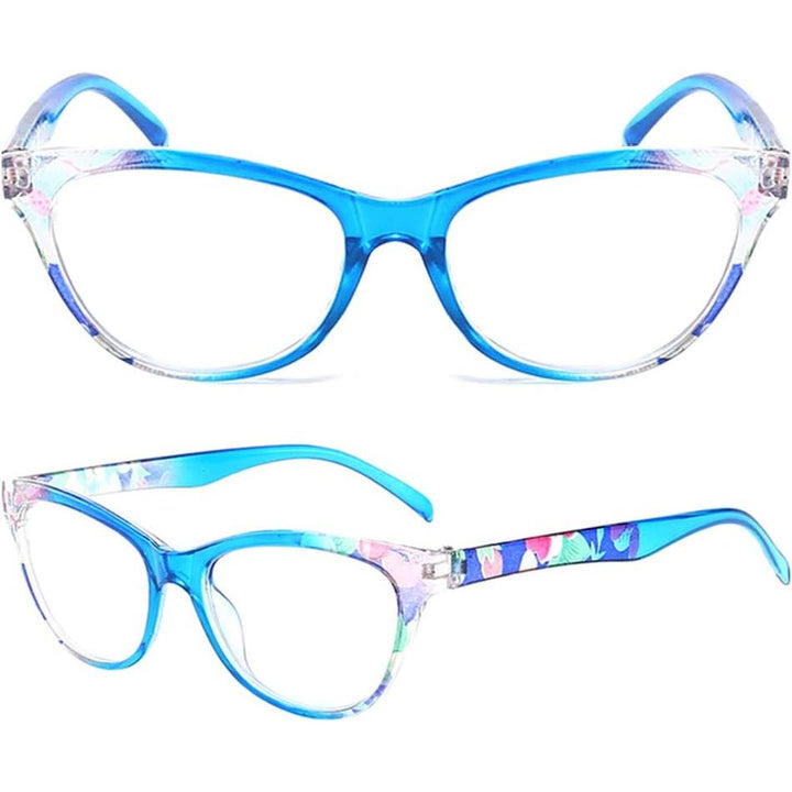 Blue floral reading glasses