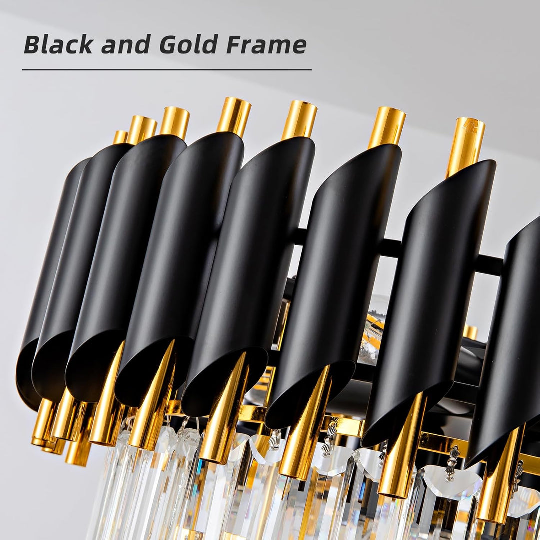 Modern Chandelier Gold and Black Crystal Chandeliers 4 - Tier Crystal Round Hanging Crystal Pendant 7 Lights Fixture for Dining Room Bedroom Living Room Farmhouse, Clear Crystals - Just Closeouts Canada Inc.