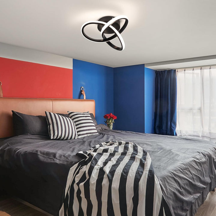 Modern Led Ceiling Light Fixtures,4500K Daylight White Black Semi Flush Mount Hallway Ceiling Light for Bedroom Bathroom Kitchen Balcony Laundry Room Stair Ceiling Lamp Curved Design (Black, 4500K) - Just Closeouts Canada Inc.