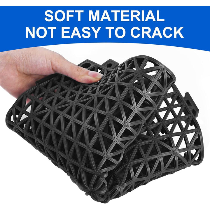 Modular Interlocking Cushion 12 Pack 11.8" x 11.8" Rubber Floor Tiles Non - Slip Splicing Drainage Mats for Deck, Pool, Outdoor Shower, Patio, Balcony, Indoor Bathroom, Kitchen, Yard (Black) - Just Closeouts Canada Inc.