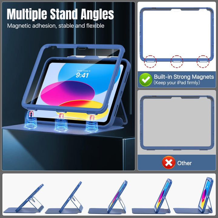 MoKo Case for iPad 10th Generation with Pencil Holder, iPad Case 10th Generation 2022 10.9 inch, Built - in Screen Protector Clear Back, Multi Angle Viewing Stand, Auto Wake/Sleep, Blue Starry Sky - Just Closeouts Canada Inc.