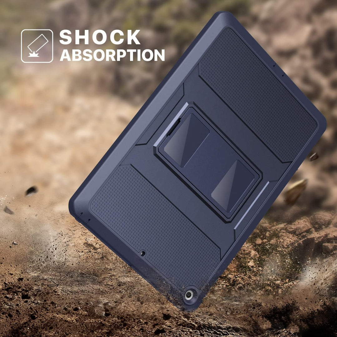 MoKo Case for New iPad 9th Generation 10.2 2021 / iPad 8th Gen 10.2 2020 / iPad 7th Gen 10.2 Inch Case, [Heavy Duty] Shockproof Full Body Protective Cover with Built - in Screen Protector, Dark Blue - Just Closeouts Canada Inc.