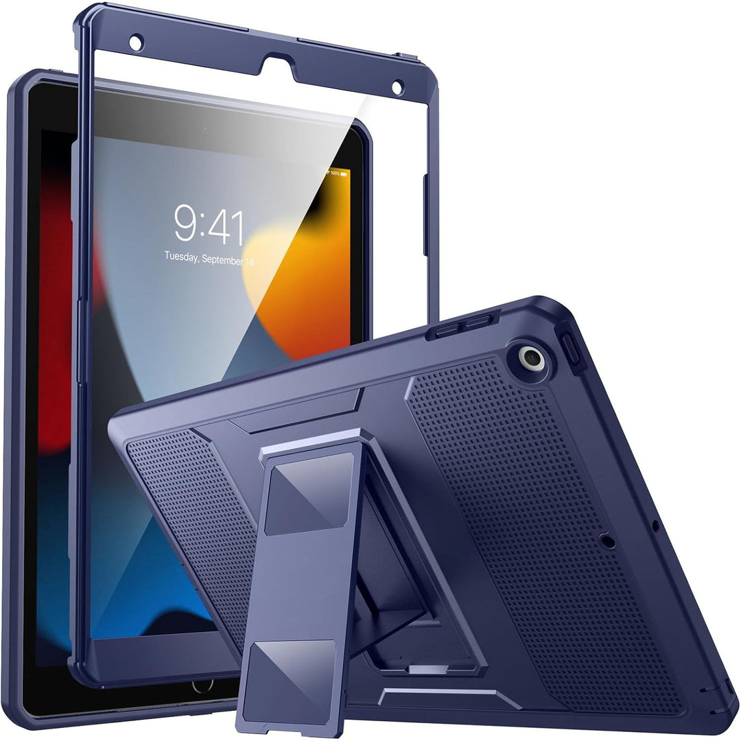 MoKo Case for New iPad 9th Generation 10.2 2021 / iPad 8th Gen 10.2 2020 / iPad 7th Gen 10.2 Inch Case, [Heavy Duty] Shockproof Full Body Protective Cover with Built - in Screen Protector, Dark Blue - Just Closeouts Canada Inc.