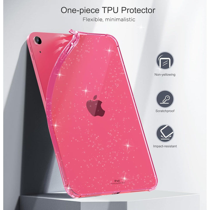 MoKo Clear Case iPad 10th Generation 2022, iPad 10 Case, Slim & Lightweight Soft TPU Anti - Scratch Back with Shockproof Impact Resistant Raised Edge for 10th Gen iPad Case 2022, Glitter Flower Pink - Just Closeouts Canada Inc.