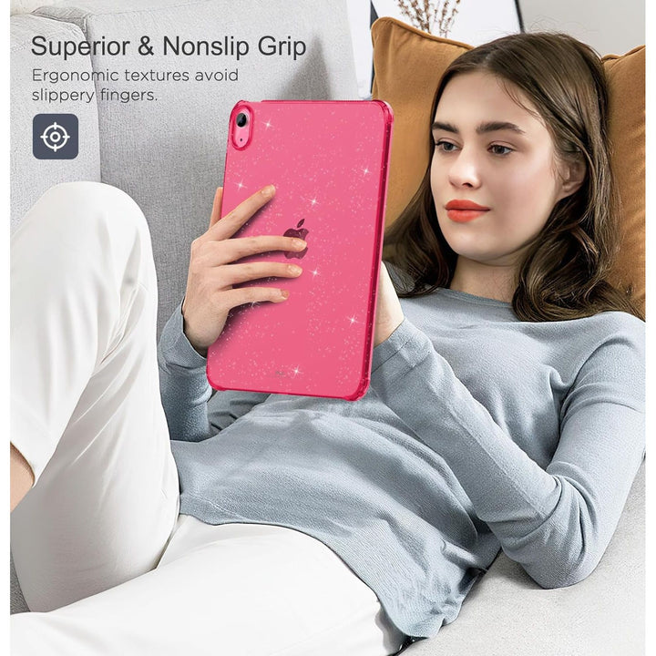 MoKo Clear Case iPad 10th Generation 2022, iPad 10 Case, Slim & Lightweight Soft TPU Anti - Scratch Back with Shockproof Impact Resistant Raised Edge for 10th Gen iPad Case 2022, Glitter Flower Pink - Just Closeouts Canada Inc.