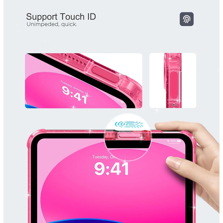 MoKo Clear Case iPad 10th Generation 2022, iPad 10 Case, Slim & Lightweight Soft TPU Anti - Scratch Back with Shockproof Impact Resistant Raised Edge for 10th Gen iPad Case 2022, Glitter Flower Pink - Just Closeouts Canada Inc.