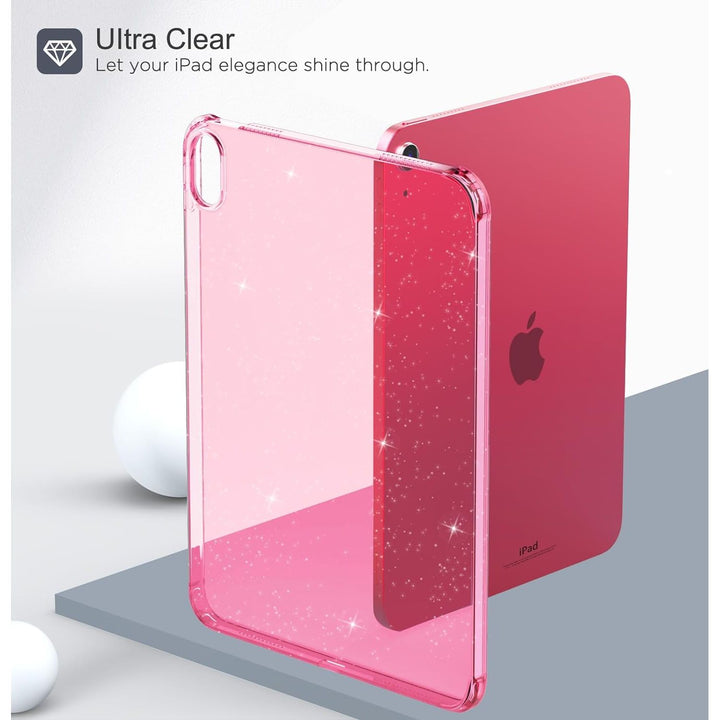MoKo Clear Case iPad 10th Generation 2022, iPad 10 Case, Slim & Lightweight Soft TPU Anti - Scratch Back with Shockproof Impact Resistant Raised Edge for 10th Gen iPad Case 2022, Glitter Flower Pink - Just Closeouts Canada Inc.