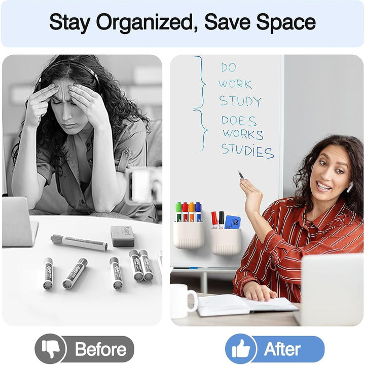 MoKo Magnetic Dry Erase Marker Holder 2Pack, Magnetic Marker Holder for Whiteboard, Magnetic Pen Holder Pencil Storage Organizer for Office, Locker, Refrigerator, White - Just Closeouts Canada Inc.