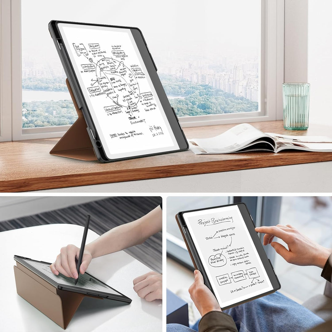 MoKo Stand Case for Kindle Scribe (2024/2022 Released) - Premium Leather Trifold Stand Cover with Pen Holder, Auto Sleep/Wake for 10.2" Amazon Kindle Scribe 2024/2022, Brown - Just Closeouts Canada Inc.