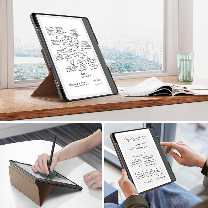 MoKo Stand Case for Kindle Scribe (2024/2022 Released) - Premium Leather Trifold Stand Cover with Pen Holder, Auto Sleep/Wake for 10.2" Amazon Kindle Scribe 2024/2022, Brown - Just Closeouts Canada Inc.