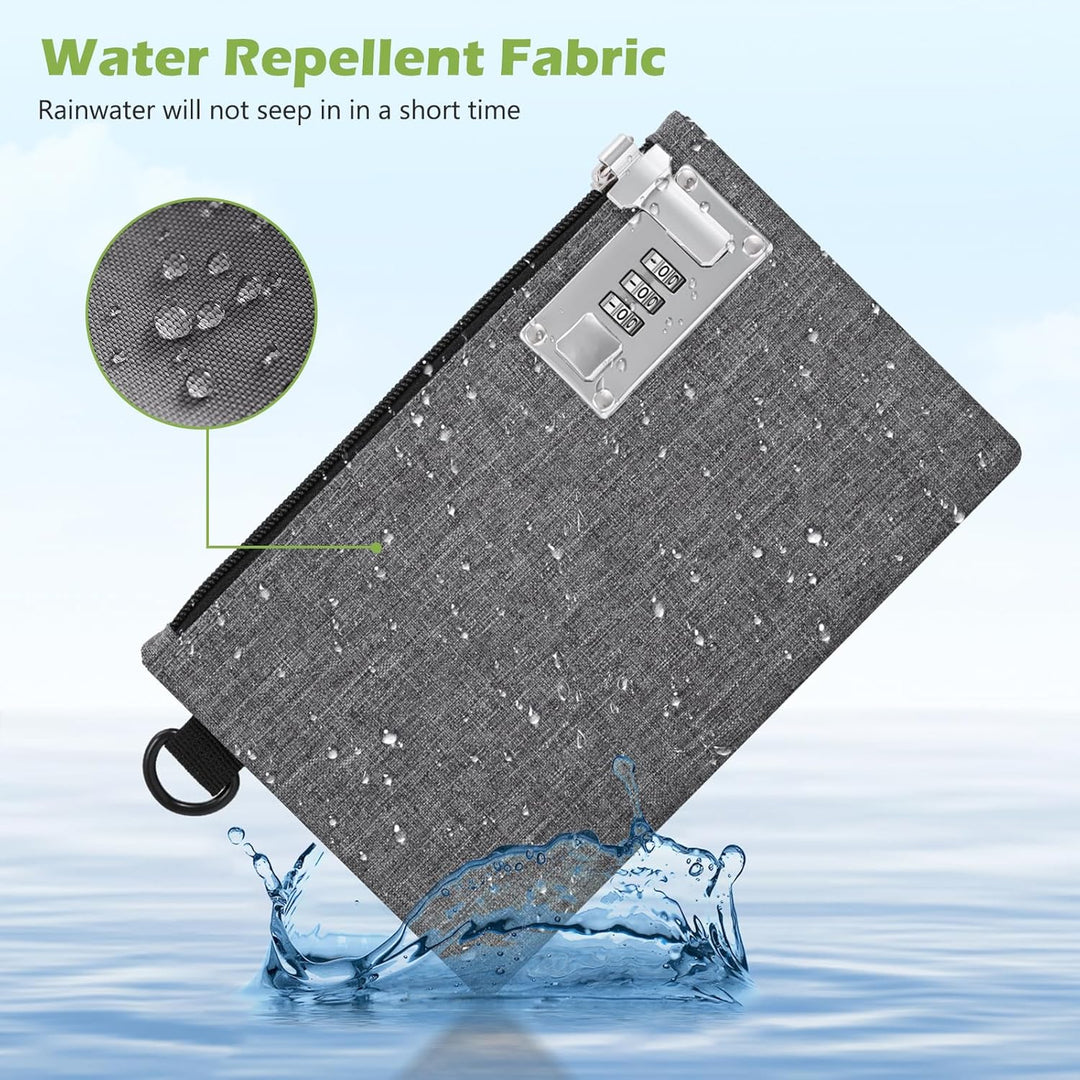 Money Bag with Lock, 5 x 8 Inches Lockable Money Bag, Locking Accessories Pouch for Cash, Jewelry, Passports, Medicine, Credit Cards - Grey - Just Closeouts Canada Inc.