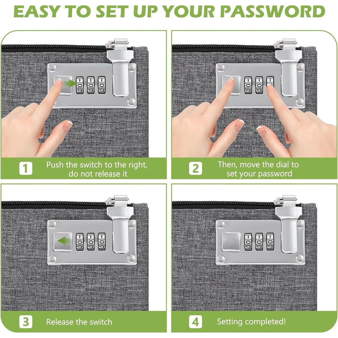 Money Bag with Lock, 5 x 8 Inches Lockable Money Bag, Locking Accessories Pouch for Cash, Jewelry, Passports, Medicine, Credit Cards - Grey - Just Closeouts Canada Inc.