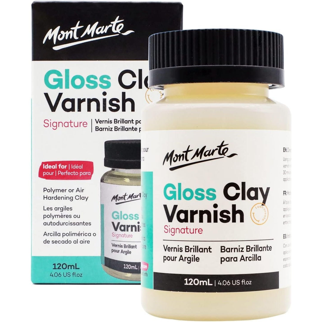 Mont Marte Clay Varnish Gloss Signature 120ml (4.05oz) Clay Sculpture Sealant, Glossy Clay Varnish, Varnish for Polymer or Air Hardening Clay, Clear Gloss Varnish for Clay. - Just Closeouts Canada Inc.