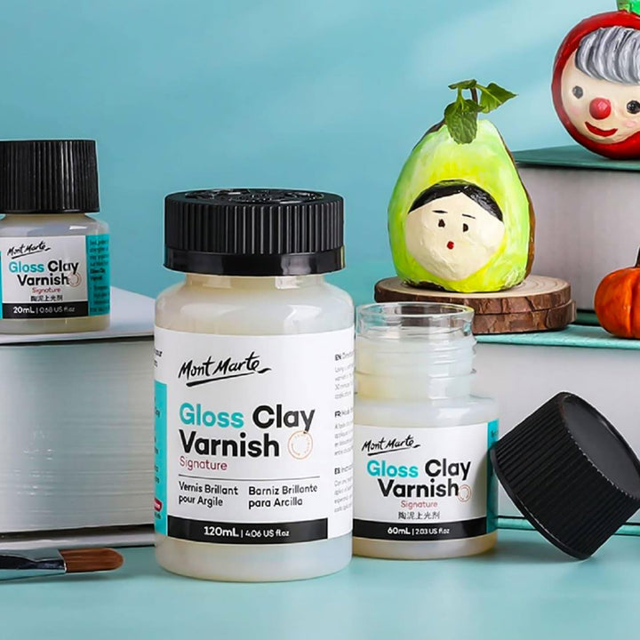Mont Marte Clay Varnish Gloss Signature 120ml (4.05oz) Clay Sculpture Sealant, Glossy Clay Varnish, Varnish for Polymer or Air Hardening Clay, Clear Gloss Varnish for Clay. - Just Closeouts Canada Inc.