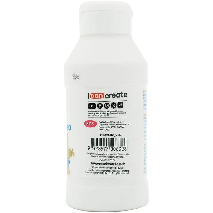 Mont Marte Premium Clear Texture Gesso 8.4oz (250ml), Suitable for Acrylic Paint, Oil Paint, Colour Pencils, Pastels, Graphite and Charcoal - Just Closeouts Canada Inc.