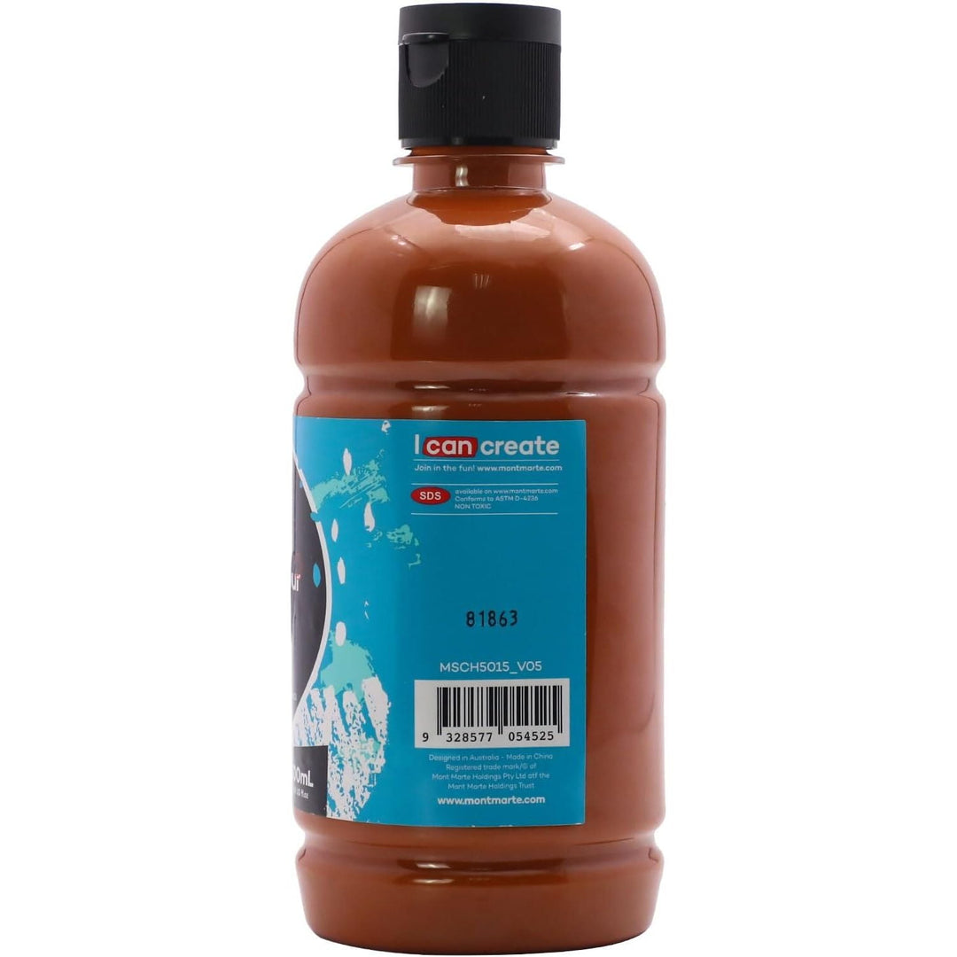 Mont Marte Signature Burnt Sienna Acrylic Paint, 16.9oz (500ml), Semi - Matte Finish, Suitable for Canvas, Wood, Fabric, Leather, Cardboard, Paper, MDF and Crafts - Just Closeouts Canada Inc.
