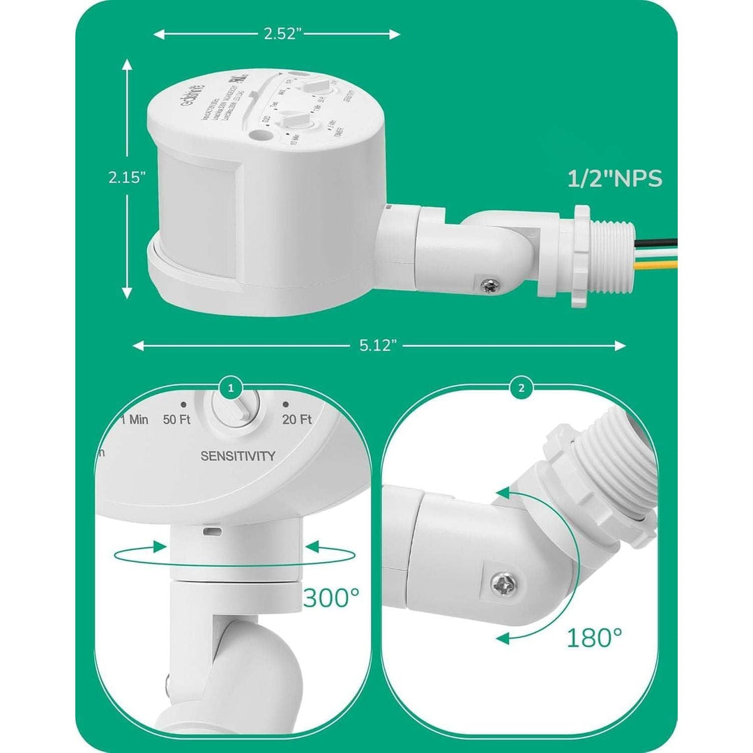 Motion Sensor, Automatic Dusk to Dawn Sensor, 120V AC Motion PIR Sensor, Adjustable Delay Time and Detection Range, Security Light Sensor - Just Closeouts Canada Inc.X003AYAXLP