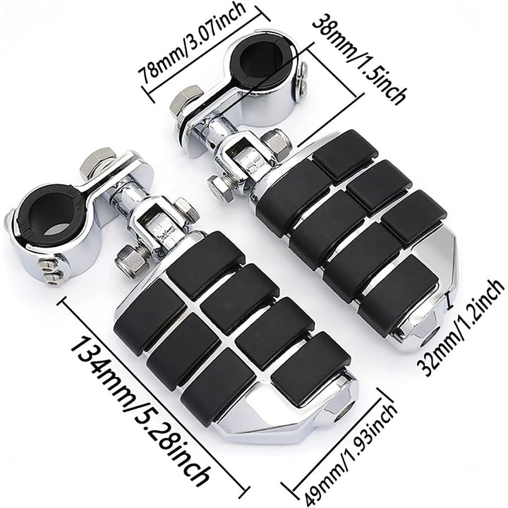 Motorcycle Highway Pegs Footrest with Mount Clamp Kit Fit for Harley Touring Road Glide Street Glide Electra Glide Road King Yamaha Suzuki Kawasaki (Chrome) - Just Closeouts Canada Inc.