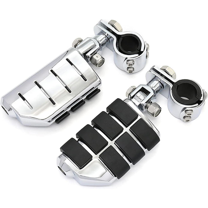 Motorcycle Highway Pegs Footrest with Mount Clamp Kit Fit for Harley Touring Road Glide Street Glide Electra Glide Road King Yamaha Suzuki Kawasaki (Chrome) - Just Closeouts Canada Inc.
