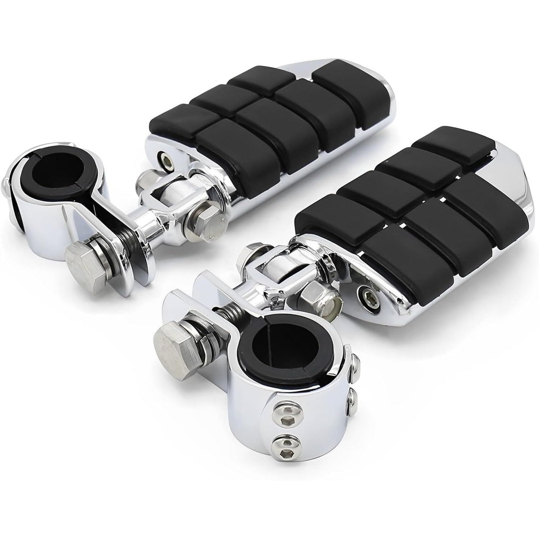 Motorcycle Highway Pegs Footrest with Mount Clamp Kit Fit for Harley Touring Road Glide Street Glide Electra Glide Road King Yamaha Suzuki Kawasaki (Chrome) - Just Closeouts Canada Inc.