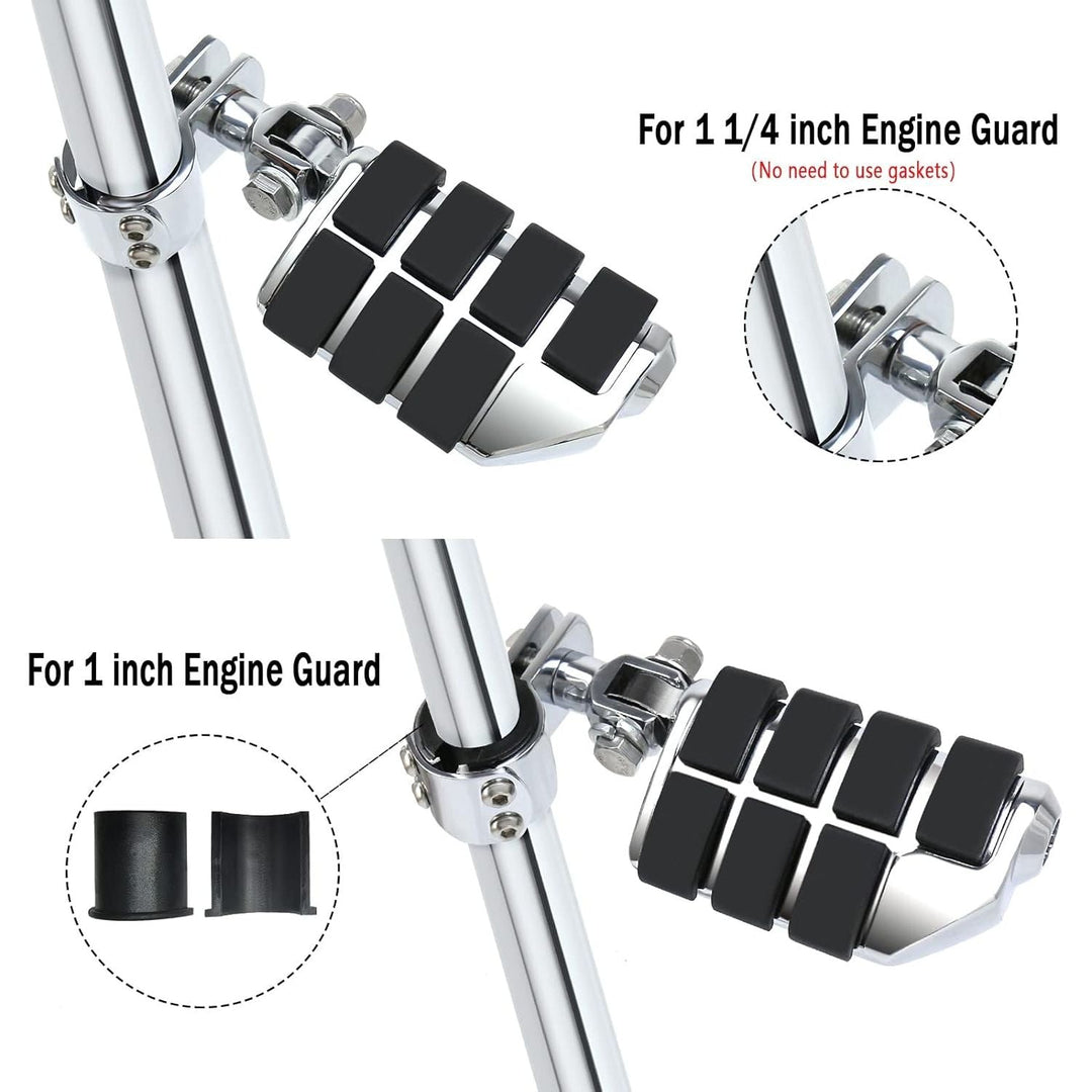 Motorcycle Highway Pegs Footrest with Mount Clamp Kit Fit for Harley Touring Road Glide Street Glide Electra Glide Road King Yamaha Suzuki Kawasaki (Chrome) - Just Closeouts Canada Inc.