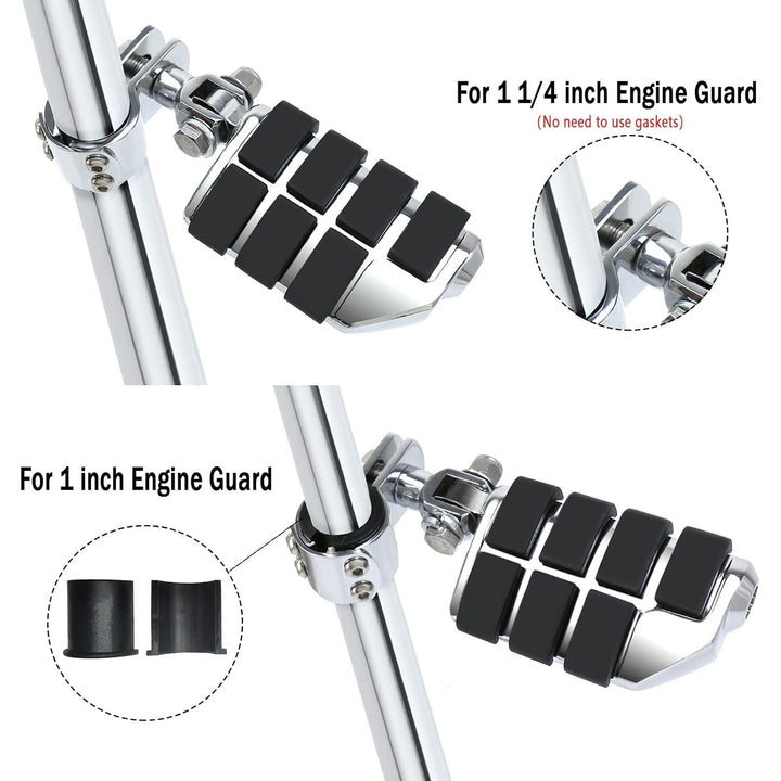 Motorcycle Highway Pegs Footrest with Mount Clamp Kit Fit for Harley Touring Road Glide Street Glide Electra Glide Road King Yamaha Suzuki Kawasaki (Chrome) - Just Closeouts Canada Inc.